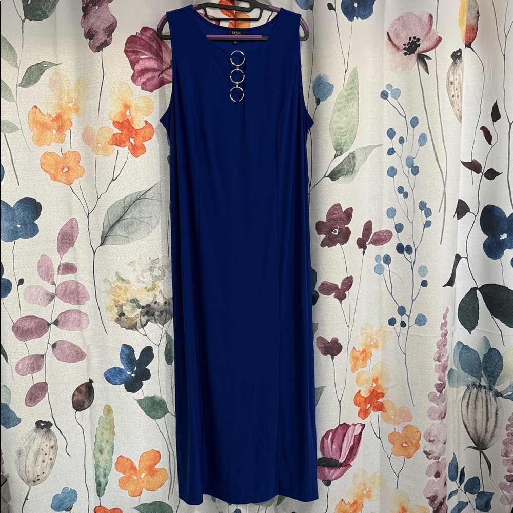 MSK Royal Blue Maxi Dress with Ring Detail